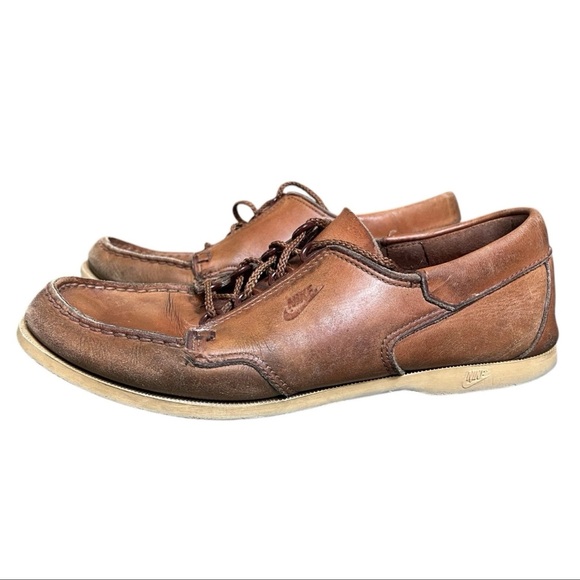 Vintage RARE Nike Leather Dress Shoes Loafers Men’s Flat Tie Career Oxford 8.5 - Picture 1 of 12